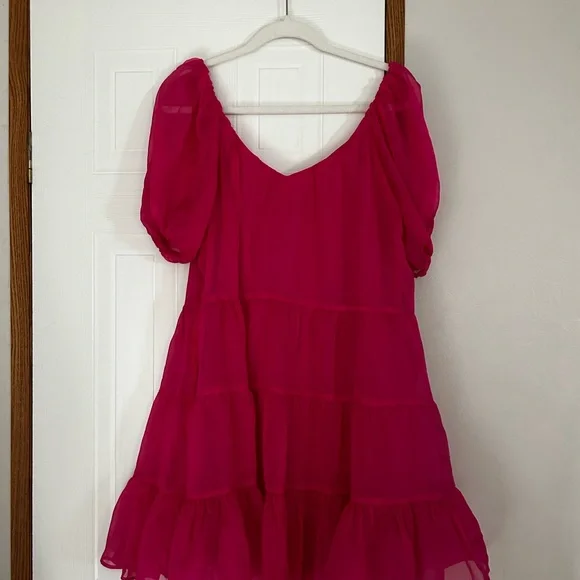 Tiered Ruffle Pink Mini Dress - Picture 2 of 5